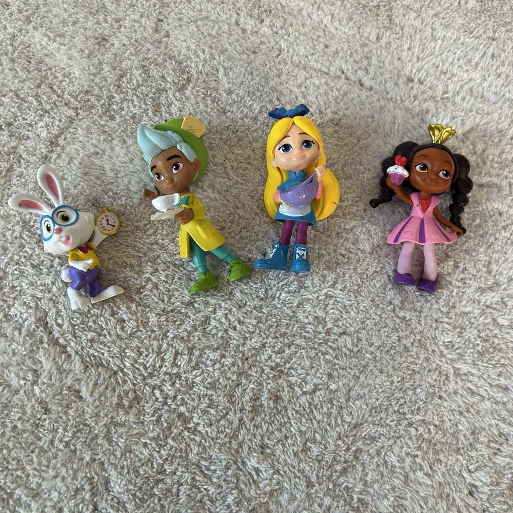 Disney Junior Alice's Wonderland Bakery Figures PVC 4 Characters EUC